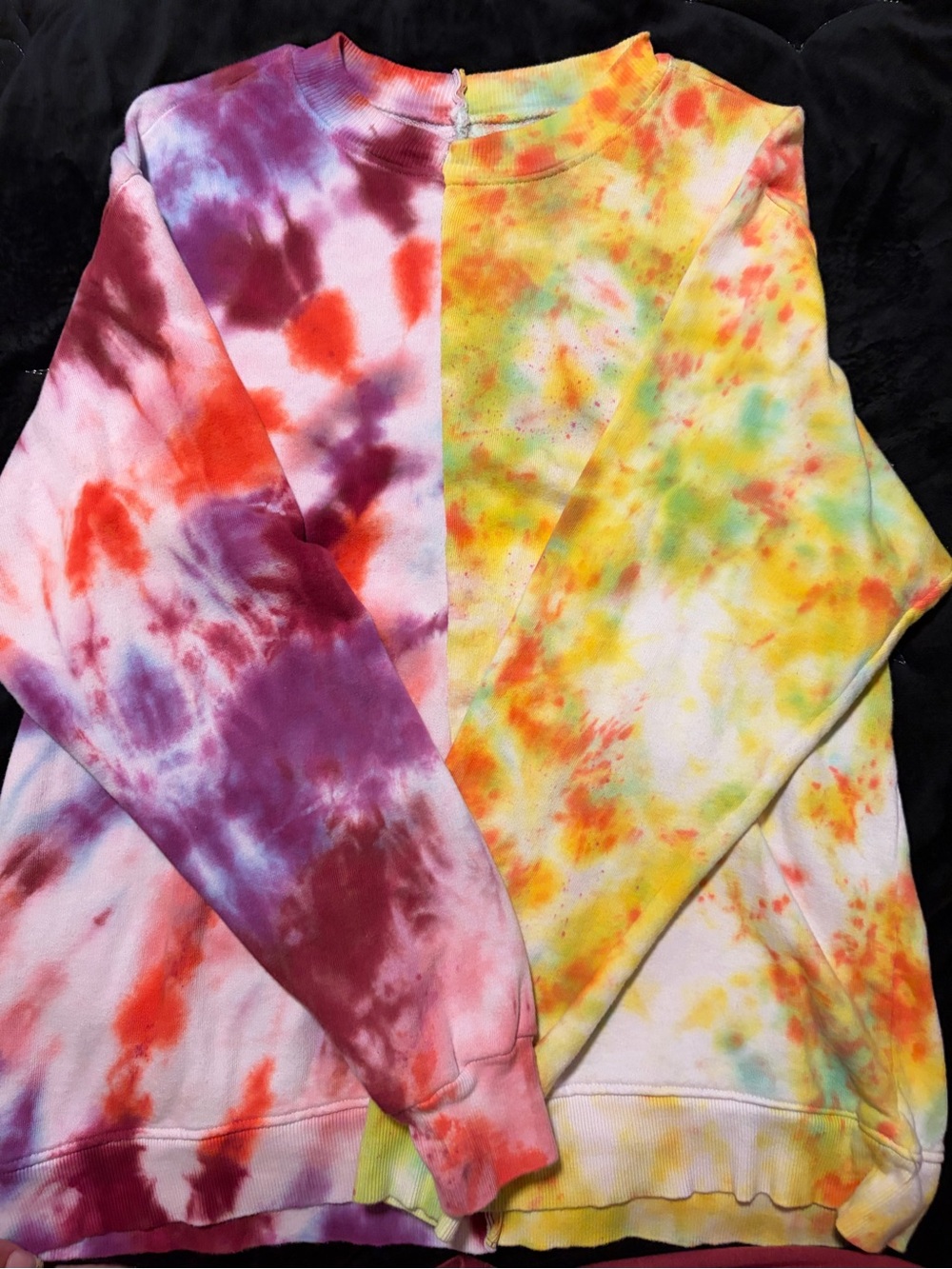 Half-and-Half Tie Dye Sweatshirt - Multicolor